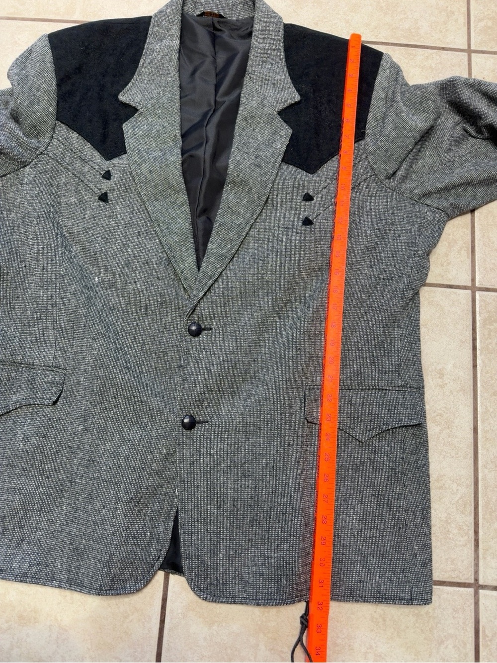 Vintage Pioneer Wear Western Sport Coat Blazer 54L USA Gray Black Cowboy Rodeo - Picture 6 of 11